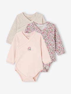 Lot 3 bodies manches longues en coton bio bébé ouverture naissance  - vertbaudet enfant