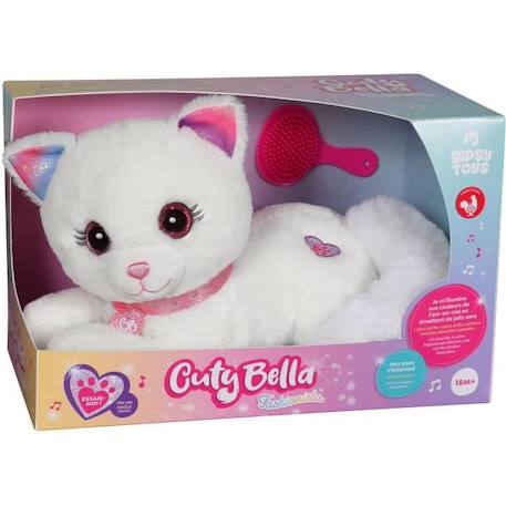 Gipsy Toys - Cuty Bella Fashionista - Peluche Interactive Chat – Toute Douce Qui s’illumine au Rythme de Jolies Mélodies - 30 cm BLANC 2 - vertbaudet enfant 