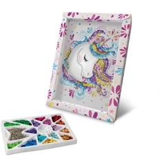 Jouet-Activités artistiques et musicales-Loisirs créatifs-Kit loisir créatif - Licorne - Illustration avec sequins - Pour enfant à partir de 7 ans - Blanc