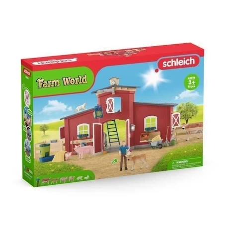 Figurines Animaux de la Ferme avec Accessoires - Coffret Ranch Américain Schleich de 92 Pièces avec Vache, Cheval Schleich, Cochon ROUGE 3 - vertbaudet enfant 