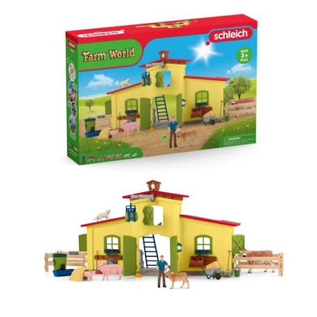 Ensemble de Figurines Animaux de la Ferme avec Accessoires - Coffret Ferme éducative de 92 Pièces avec Vache, Cheval, Cochon et JAUNE 1 - vertbaudet enfant 