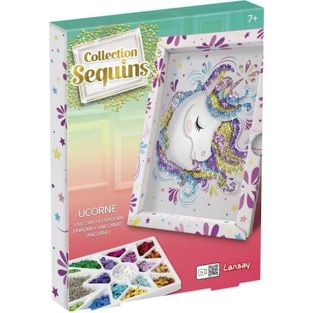 Kit loisir créatif - Licorne - Illustration avec sequins - Pour enfant à partir de 7 ans - Blanc BLANC 4 - vertbaudet enfant 