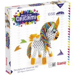 Jouet-Activités artistiques et musicales-Mille Et Un Origami - Sculpture Licorne 3D - Pliage & Sculpture - Lansay