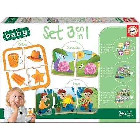 Set de 3 jeux éducatifs - EDUCA - Set Baby 3 en 1 VERT 1 - vertbaudet enfant 