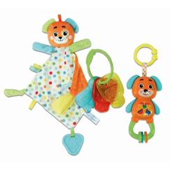 Jouet-Premier âge-Clementoni - Coffret de naissance Ourson - Doudou + hochet + clés en plastique souple à mordiller