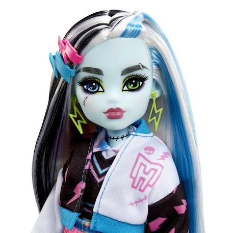 Monster High-Frankie Stein-Poupée avec animal, cheveux noirs et bleus HHK53 BLEU 5 - vertbaudet enfant 