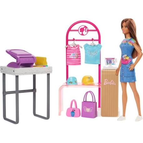 Barbie - Coffret Barbie Boutique Création - Poupée Mannequin - 5 ans et + - BARBIE - HKT78 - POUPEE MANNEQUIN BARBIE ROSE 1 - vertbaudet enfant 