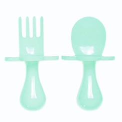 Puériculture-Repas-Vaisselle, coffret repas-Set de 2 couverts d'apprentissage ergonomiques Vert menthe - GRABEASE