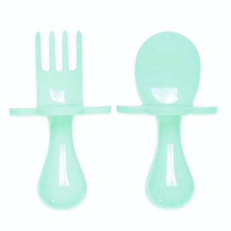 Set de 2 couverts d'apprentissage ergonomiques Vert menthe - GRABEASE VERT 1 - vertbaudet enfant 