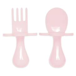 Puériculture-Repas-Vaisselle, coffret repas-Set de 2 couverts d'apprentissage ergonomiques Rose clair - GRABEASE