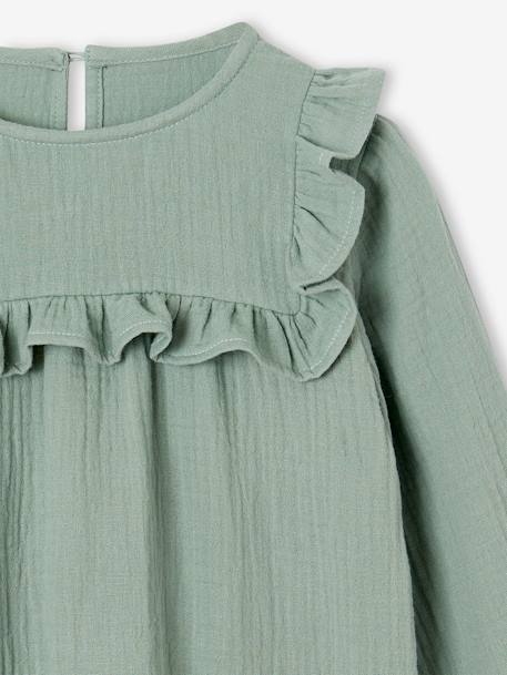 Blouse à volant en gaze de coton fille blush+écru+vert de gris 11 - vertbaudet enfant 