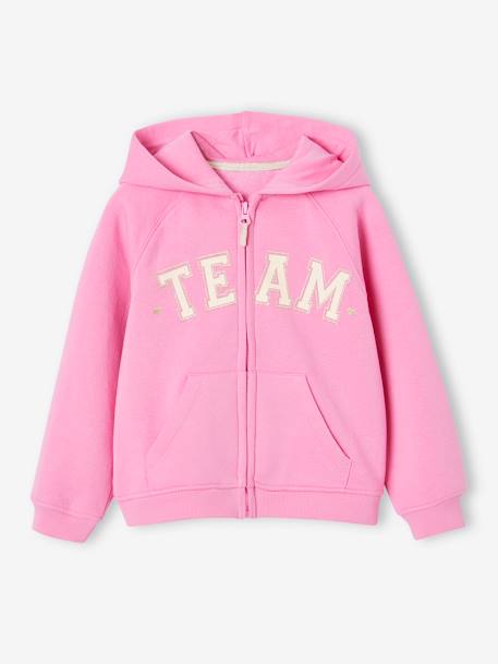 Fille-Sweat zippé à capuche motif "Team" sport fille