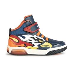 Chaussures-Chaussures garçon 23-38-Basket Montante à Scratch Garçon Geox Inek - Bleu - Talon Plat - Dessus Synthétique