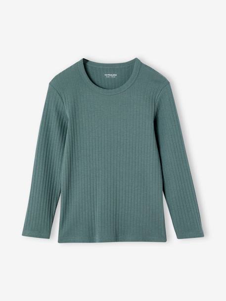 Lot de 3 tee-shirt à côtes manches longues garçon vert émeraude 2 - vertbaudet enfant 