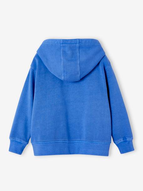 Sweat zippé à capuche lettres appliquées garçon bleu azur 4 - vertbaudet enfant 