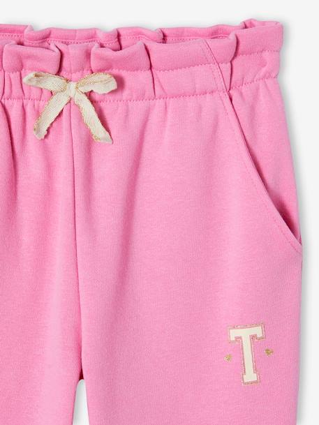 Pantalon jogging en molleton fille ceinture paperbag beige chiné+marine+rose bonbon+vert 12 - vertbaudet enfant 