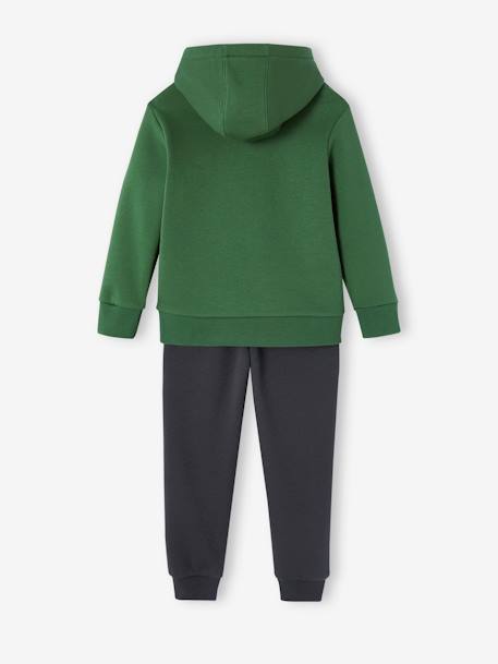 Ensemble sport garçon sweat à capuche et jogging bleu grisé+noix de pécan+vert 14 - vertbaudet enfant 