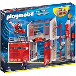 Jouet-PLAYMOBIL 9462 Caserne de pompiers avec hélicoptère, City Action, Mixte, Pour enfant dès 4 ans
