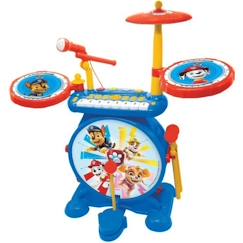 Jouet-Pat' Patrouille - Batterie Électronique pour enfant - Lumineuse - Complète 3 en 1 - Clavier, cymbales et tabouret - LEXIBOOK