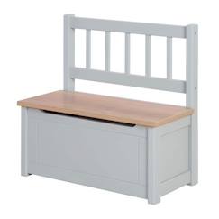 Chambre et rangement-Rangement-Coffre, rangement jouet-ROBA Banc Coffre à Jouets Woody pour Enfant - Meuble de Rangement en Bois 2 en 1 - Fermeture Douce - Taupe / Aspect Bois