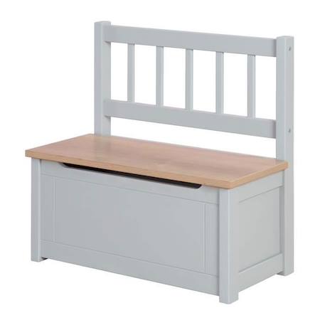 ROBA Banc Coffre à Jouets Woody pour Enfant - Meuble de Rangement en Bois 2 en 1 - Fermeture Douce - Taupe / Aspect Bois GRIS 1 - vertbaudet enfant 