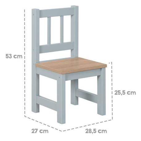 ROBA Ensemble Table + 2 Chaises Enfants Woody - Table de Jeu et d'Apprentissage - Résistants aux Rayures - Gris / Décor Bois GRIS 4 - vertbaudet enfant 