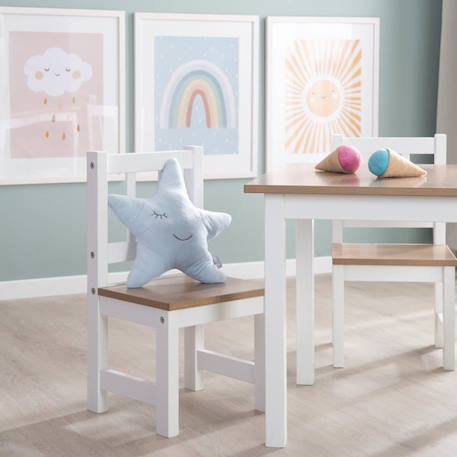 ROBA Ensemble Table + 2 Chaises Enfants Woody - Table de Jeu et d'Apprentissage - Résistants aux Rayures - Blanc / Décor Bois BLANC 6 - vertbaudet enfant 