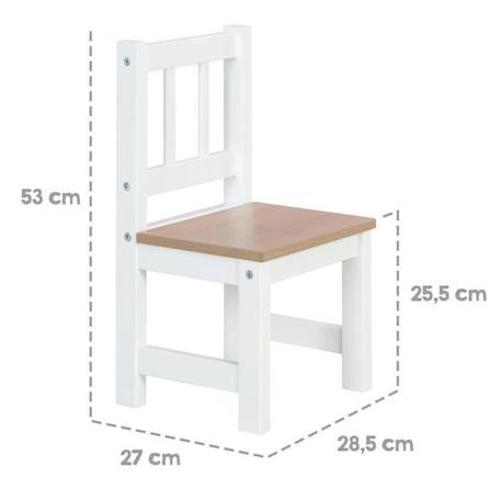 ROBA Ensemble Table + 2 Chaises Enfants Woody - Table de Jeu et d'Apprentissage - Résistants aux Rayures - Blanc / Décor Bois BLANC 3 - vertbaudet enfant 