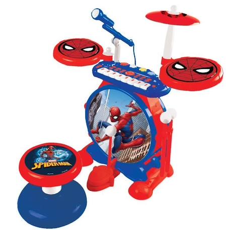 SpiderMan - Batterie électronique pour enfant - Lumineuse - Complète avec clavier, cymbales et tabouret - Lexibook ROUGE 1 - vertbaudet enfant 