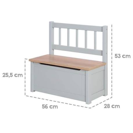 ROBA Banc Coffre à Jouets Woody pour Enfant - Meuble de Rangement en Bois 2 en 1 - Fermeture Douce - Taupe / Aspect Bois GRIS 4 - vertbaudet enfant 