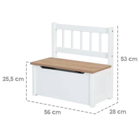 ROBA Banc Coffre à Jouets Woody pour Enfant - Meuble de Rangement en Bois 2 en 1 - Fermeture Douce - Blanc / Aspect Bois BLANC 4 - vertbaudet enfant 