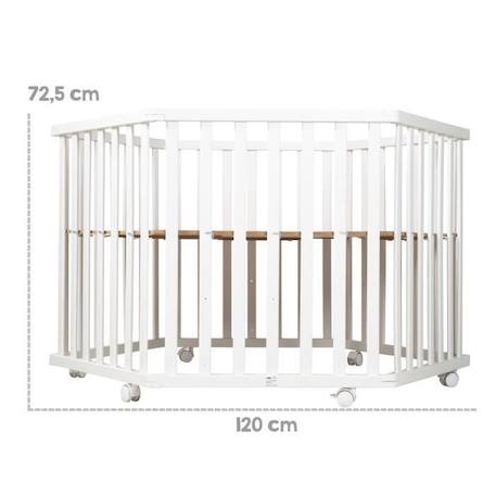 ROBA Parc Bébé 'roba Style' Hexagonal + Insert de Protection Vert et Roulettes - Bois Laqué Blanc BLANC 3 - vertbaudet enfant 