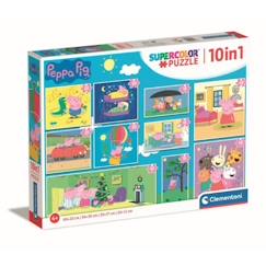 Jouet-Jeux éducatifs-Puzzles-CLEMENTONI - Puzzle 10 en 1 Peppa Pig - Moins de 100 pièces - Pour enfant