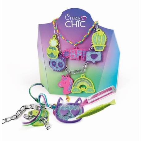 Clementoni - Crazy Chic - Coffret création colliers bracelets avec pendentifs colorés - Fabriqué en Italie BLANC 5 - vertbaudet enfant 