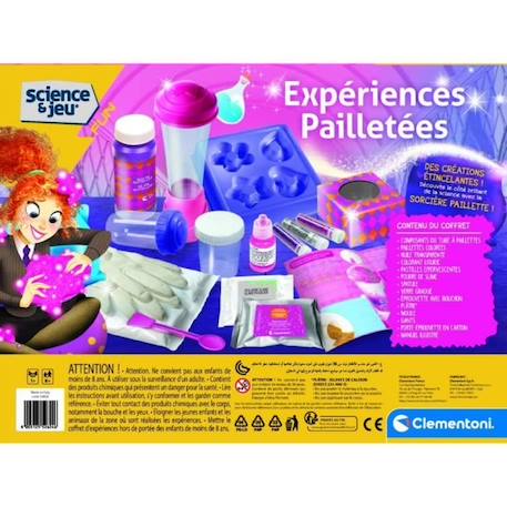 Jeu scientifique pour enfants - CLEMENTONI - Expériences pailletées - Violet et bleu - Rose - Mixte ROSE 3 - vertbaudet enfant 