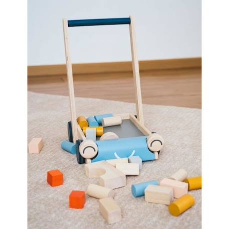 Chariot de marche Tendresse - Plan Toys - Pour Bébé de 12 mois et plus - 24 cubes en bois inclus BEIGE 3 - vertbaudet enfant 
