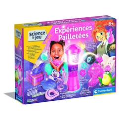 Jouet-Jeux éducatifs-Jeu scientifique pour enfants - CLEMENTONI - Expériences pailletées - Violet et bleu - Rose - Mixte