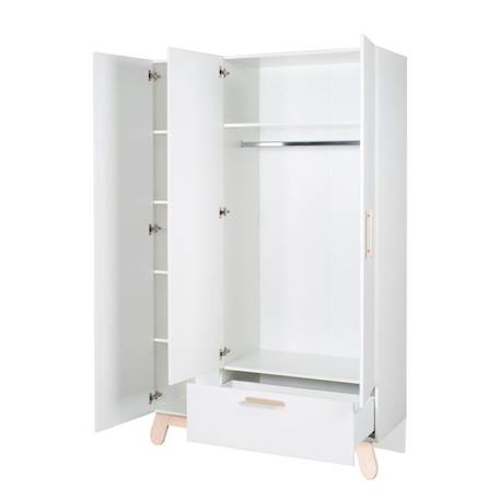 Armoire Bébé 3 Portes Battantes Clara - ROBA - Blanc - Style Scandinave - Moderne BLANC 6 - vertbaudet enfant 