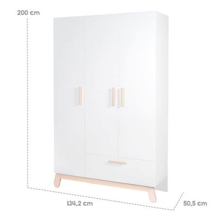 Armoire Bébé 3 Portes Battantes Clara - ROBA - Blanc - Style Scandinave - Moderne BLANC 5 - vertbaudet enfant 