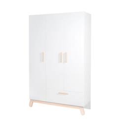 Chambre et rangement-Chambre-Armoire Bébé 3 Portes Battantes Clara - ROBA - Blanc - Style Scandinave - Moderne