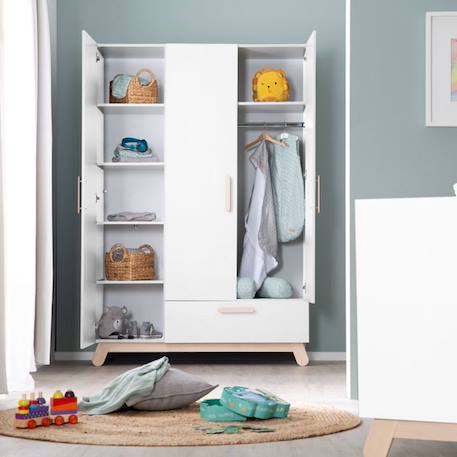 Armoire Bébé 3 Portes Battantes Clara - ROBA - Blanc - Style Scandinave - Moderne BLANC 4 - vertbaudet enfant 