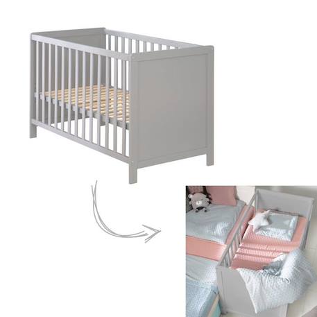 Lit Bébé 2 en 1 - ROBA - Indépendant et Cododo - Sommier Réglable - Taupe GRIS 5 - vertbaudet enfant 