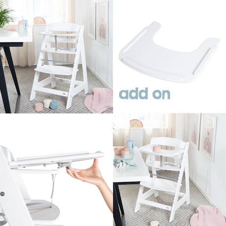 ROBA Plateau de Chaise Haute Sit Up Flex - avec Rebords Élevés - Installation et Nettoyage Facile - Bois Laqué Blanc BLANC 5 - vertbaudet enfant 