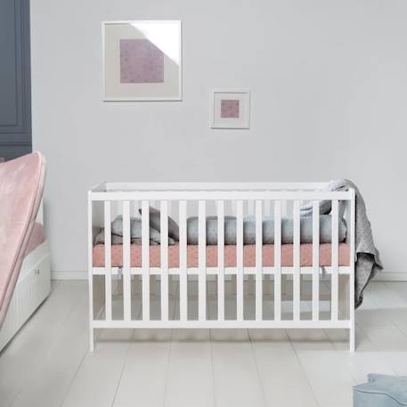 Lit Bébé 2 en 1 - ROBA - Blanc - Sommier Réglable - Matelas Inclus BLANC 3 - vertbaudet enfant 