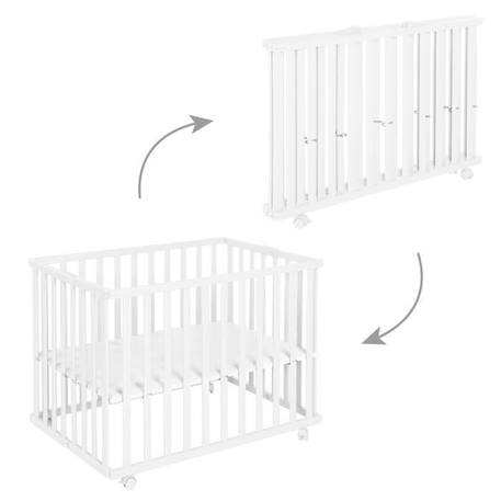 Parc Bébé Pliant en Bois ROBA - 74x100 cm - Réglable en Hauteur - Blanc BLANC 1 - vertbaudet enfant 