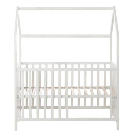 ROBA Lit Bébé Cabane 60x120 cm + Plan et Matelas à langer - Convertible en Lit Cododo - Hauteur Réglable - Bois Laqué Blanc BLANC 6 - vertbaudet enfant 