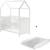 ROBA Lit Bébé Cabane 60x120 cm + Plan et Matelas à langer - Convertible en Lit Cododo - Hauteur Réglable - Bois Laqué Blanc BLANC 1 - vertbaudet enfant 