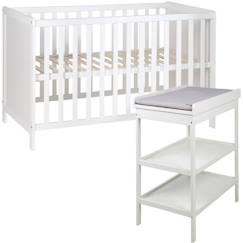 Chambre Bébé ROBA Style - Lit Cododo 60x120 + Table à Langer - Blanc/Gris argenté - Hauteur réglable  - vertbaudet enfant