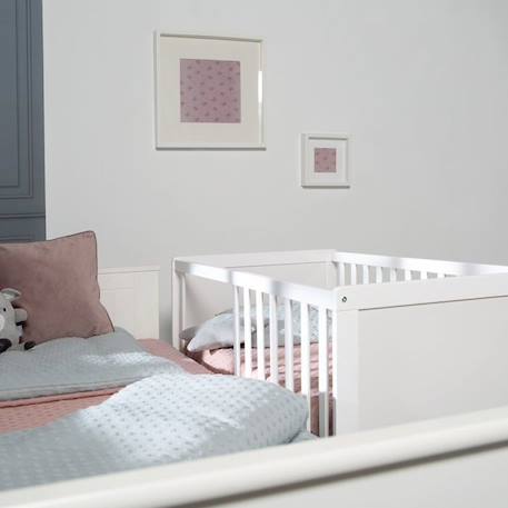 Chambre Bébé ROBA Style - Lit Cododo 60x120 + Table à Langer - Blanc/Gris argenté - Hauteur réglable BLANC 6 - vertbaudet enfant 