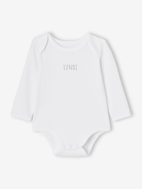 Lot 5 bodies manches longues BASICS bébé emmanchures US en coton bio lot blanc 2 - vertbaudet enfant 